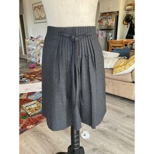 Gap Wool Blend Gray Pleated Tie Waist A-Line Skirt Small Dark Academia College